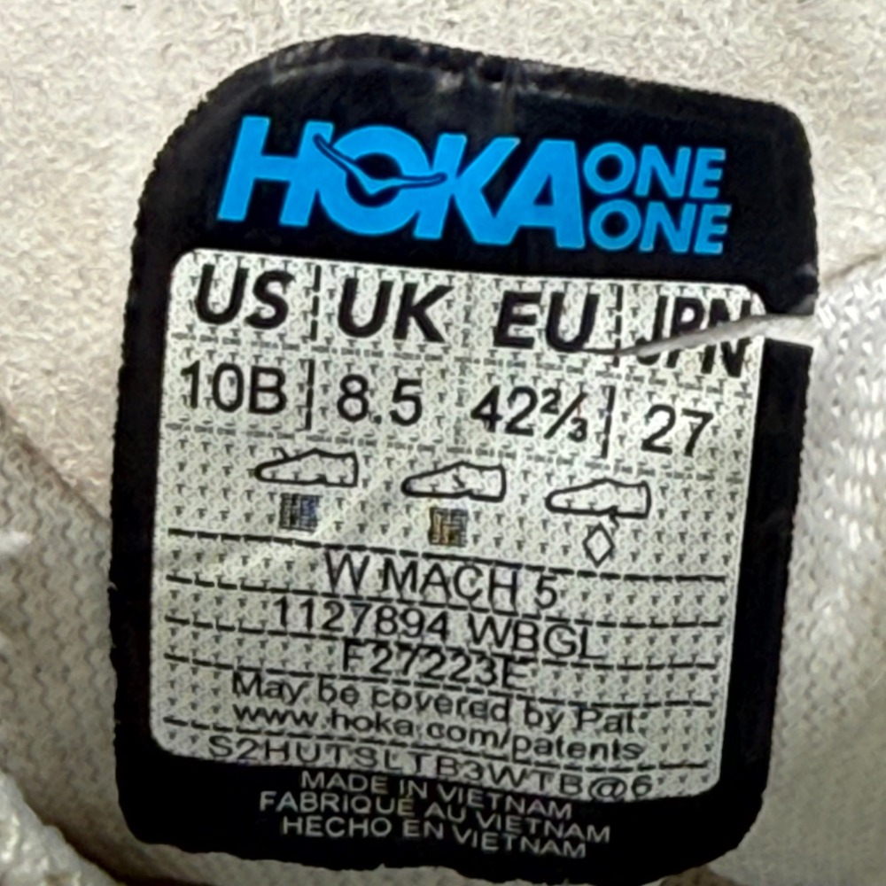 Hoka One One Mach 5 Womens Size 10 White Blue Running Shoes Sneakers 1127894WBGL - Picture 9 of 10